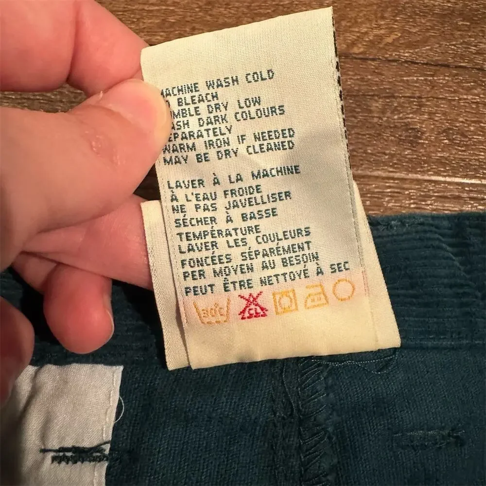 VTG Northern Reflections Pants Jeans Corduroy Size 12 Teal High Rise Straight